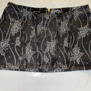 PrettyLittleThing Gray Embellished Skater Mini Skirt